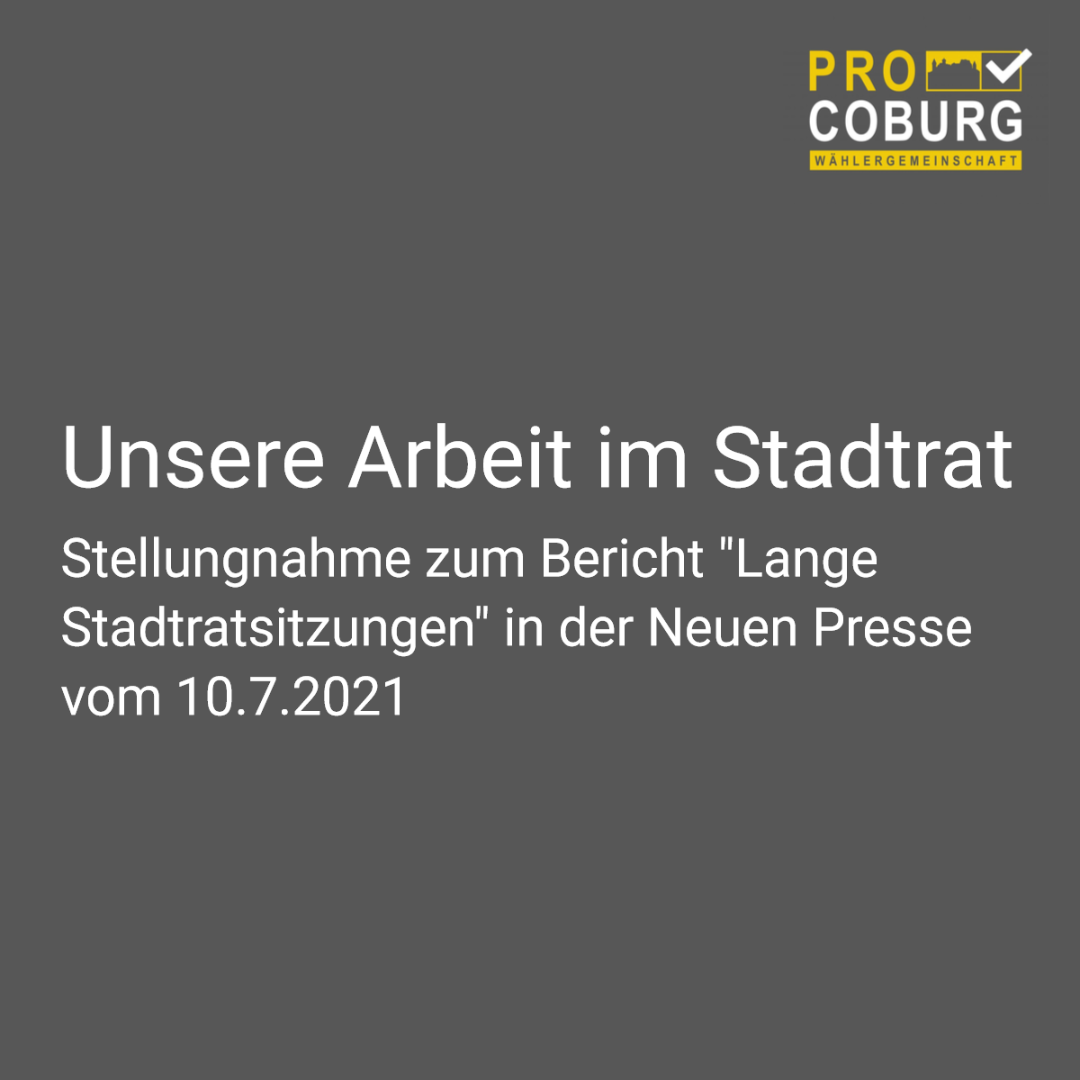 Stellungnahme zu unserer Arbeit im Stadtrat